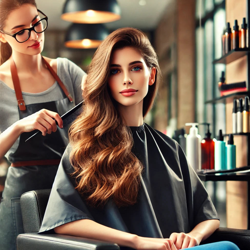 image of beautician giving a hair style service