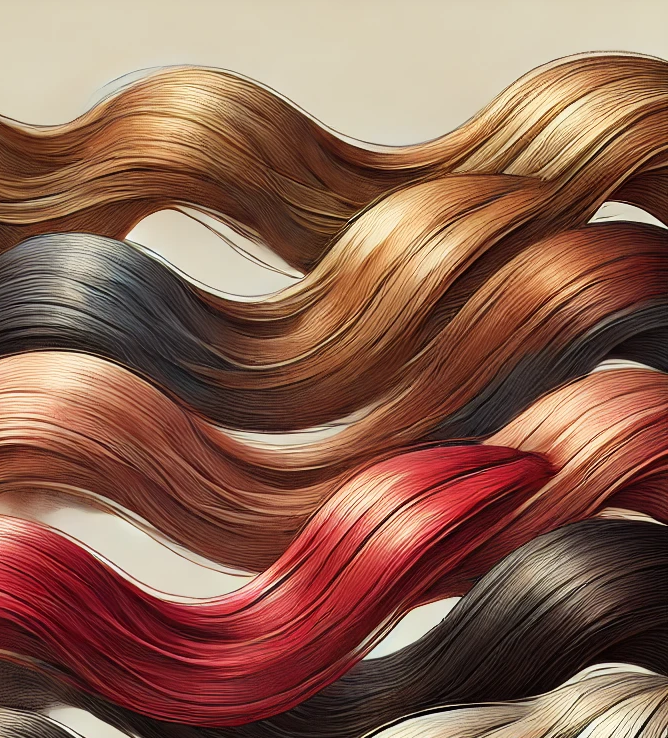 flowing strands of hair with multiple colors