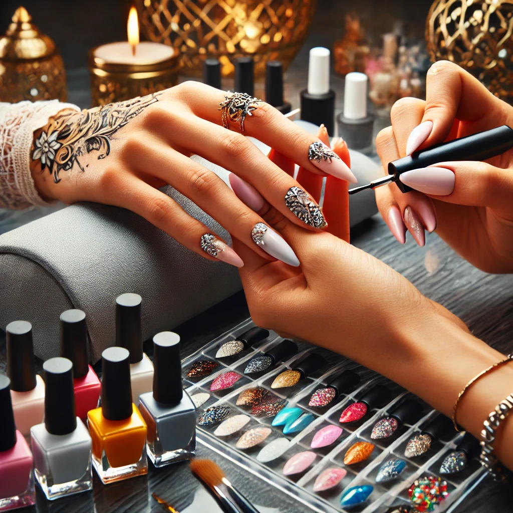 image of nail technician giving a manicure