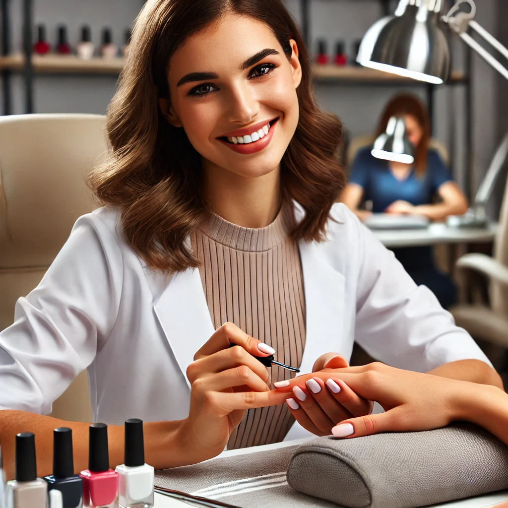 image of nail technician giving a manicure